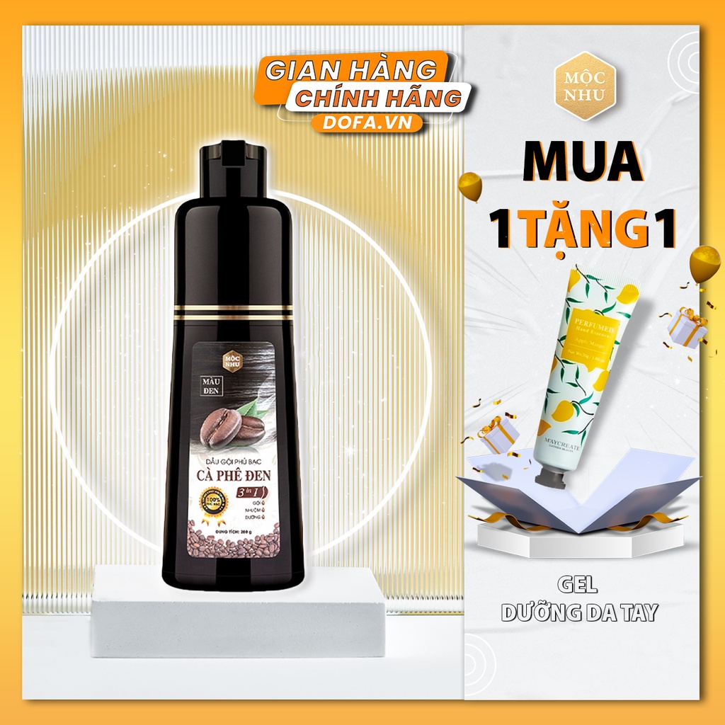 Dầu Gội Phủ Bạc Cà Phê Đen Mộc Nhu - phủ đen tóc bạc sau 5 phút gội, dầu gội nhuộm tóc, 280 gram