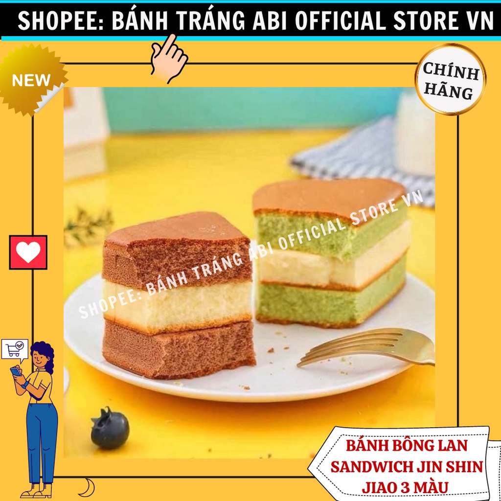 Bánh bông lan gato tam giác cao cấp đài loan Jin Shan Jiao 3 vị socola trà xanh dâu