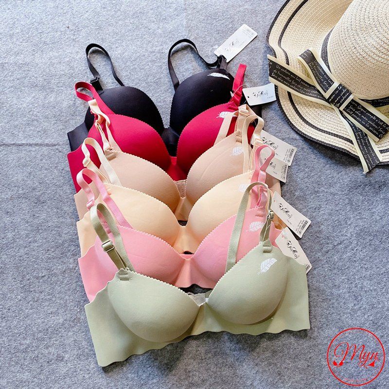 Áo lot nữ, áo ngực su đúc nâng ngực hình bàn tay, áo lót không gọng, đêm dày 2.5cm, quả tròn ôm ngực họa tiết lông vũ | BigBuy360 - bigbuy360.vn