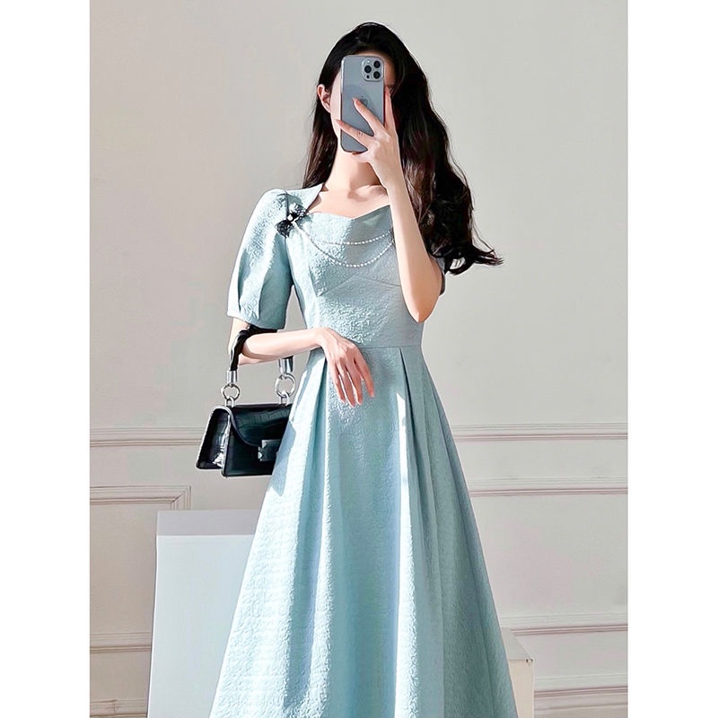 Đầm Dài Ôm Dáng Phong Cách Pháp Cổ Điển Thanh Lịch Thời Trang 2022