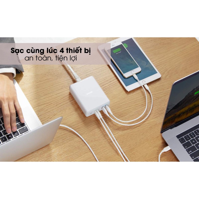 [Siêu phẩm 100w] Adapter sạc nhanh đa năng 4 cổng USB Type C PD 100W Anker PowerPort Atom A2041