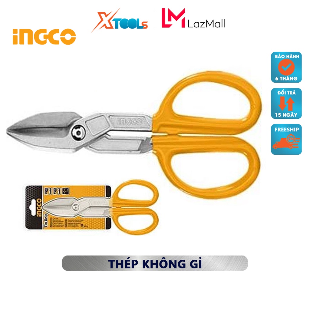 Kéo cắt tôn nhỏ INGCO | kéo cắt thép đa năng Size:10-12&quot; Chất liệu: thép không gỉ dùng để cắt tôn, cắt nhựa, cao su hoặc