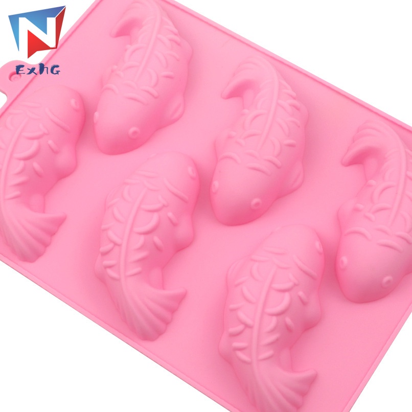 Khuôn Silicon Mềm Hình Cá Koi 3D Làm Bánh Trang Trí 3D 6 Ô