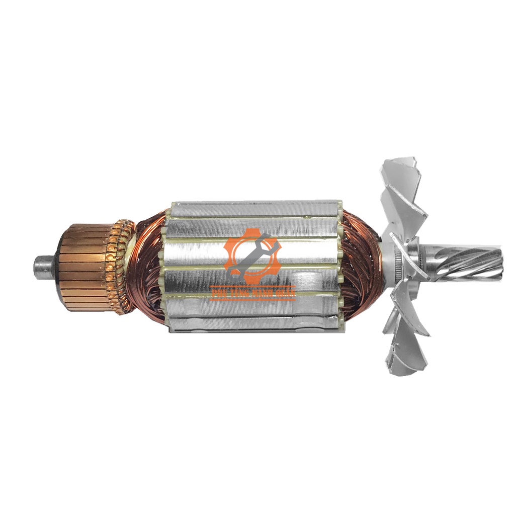 Rotor/ruột máy cắt sắt AJG02-355 DCA thân 55 dài 191 tặng kèm chổi than cao cấp