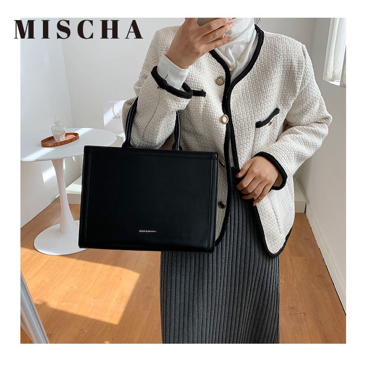Mischa Túi Xách Da PU Sức Chứa Lớn Màu Trơn Thời Trang Thu Đông Cao Cấp