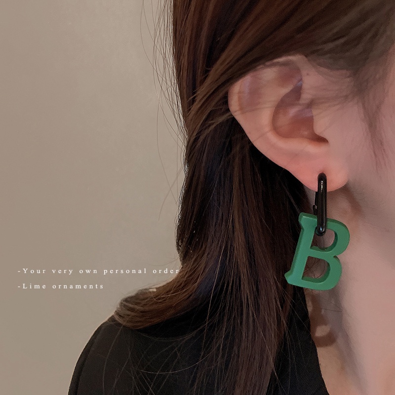 DREJEW Khuyên Tai Hình Chữ B Phong Cách Hàn Quốc Cá Tính Cho Nữ 1