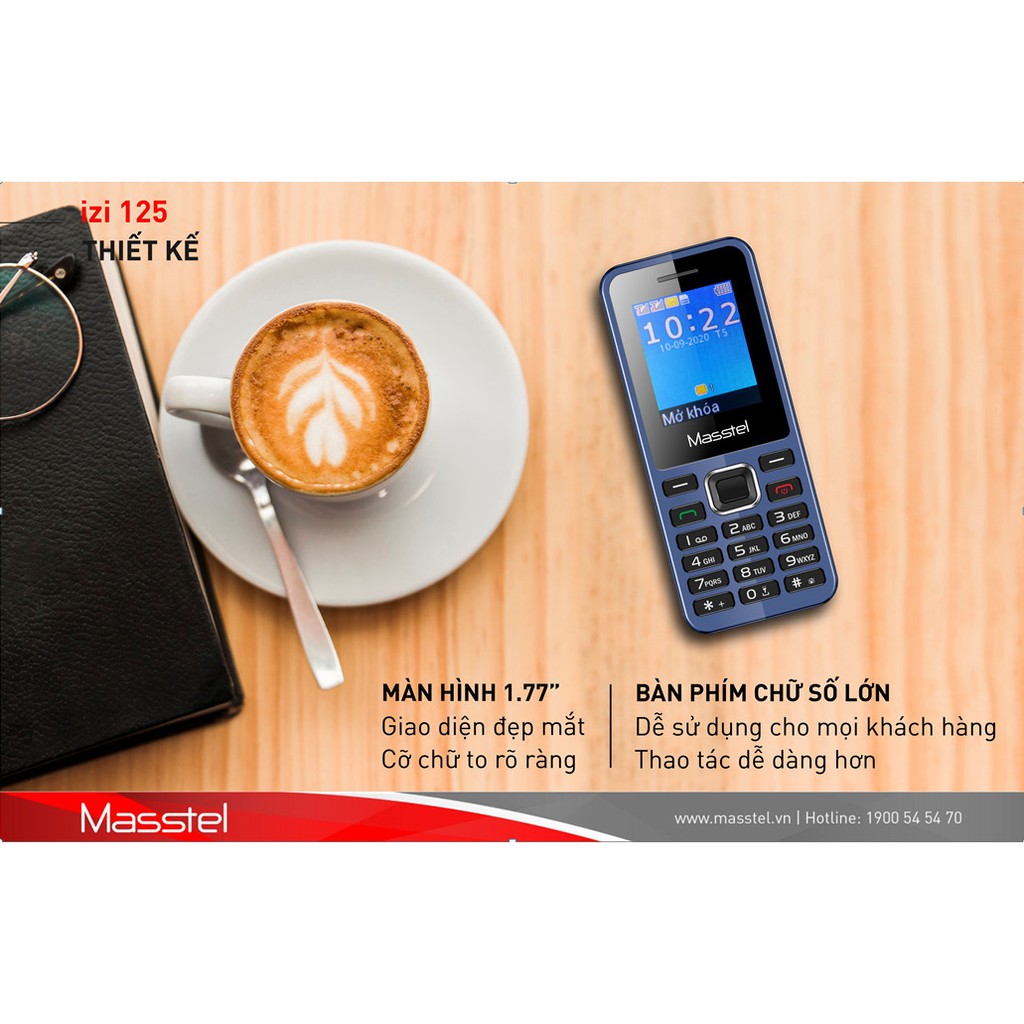 Điện thoại di động Masstel Izi 125 1.77 inch - 800mAh - 2 sim - Bảo hành 12 tháng chính hãng