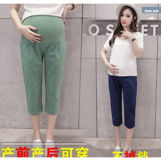 Q33   (QUẦN BẦU) Quần short vải lửng mùa hè dành cho các mẹ bầu