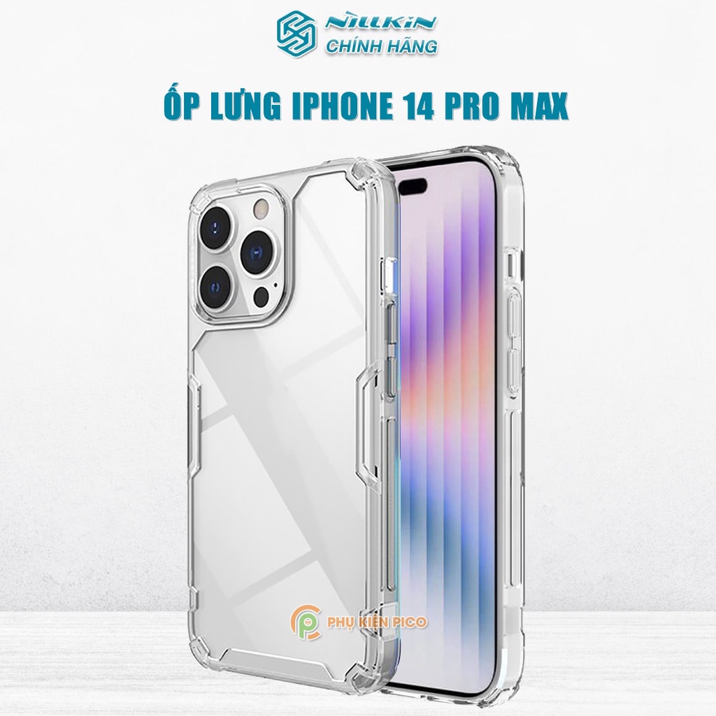 Ốp lưng Iphone 14 Pro Max chống sốc trong suốt bảo vệ toàn diện chính hãng Nillkin Nature TPU Pro - Ốp Iphone 14 Pro Max