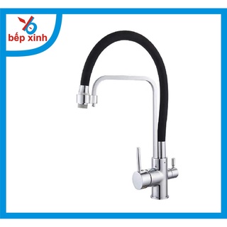 Vòi rửa bát, vòi rửa chén nóng lạnh 3 đường nước, cần cao su, tích hợp vòi RO, thương hiệu Kobesi