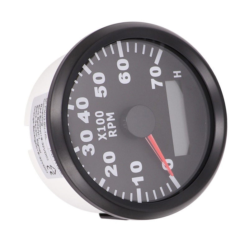 Bộ đếm vòng quay 85 mm cho thuyền máy bên ngoài máy đo tốc độ động cơ điện 7k rpm với đồng hồ đo giờ đèn nền màu đỏ