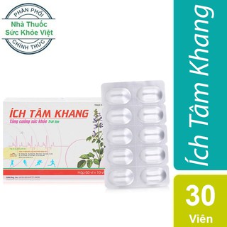 Chính Hãng : Ích Tâm khang - Tăng Cường Sức Khỏe Tim Mạch -  Huyết Áp - Tuần Hoàn - Hộp 30 Viên
