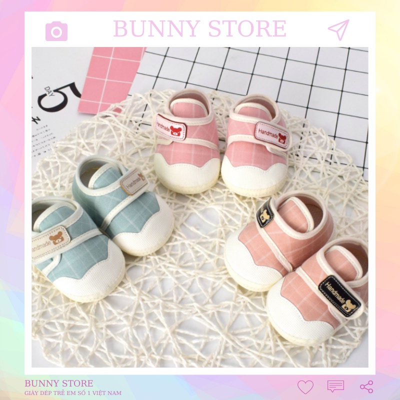 Giày tập đi cho bé trai gái, giày vải em bé đế mềm Bunny Store GTD05