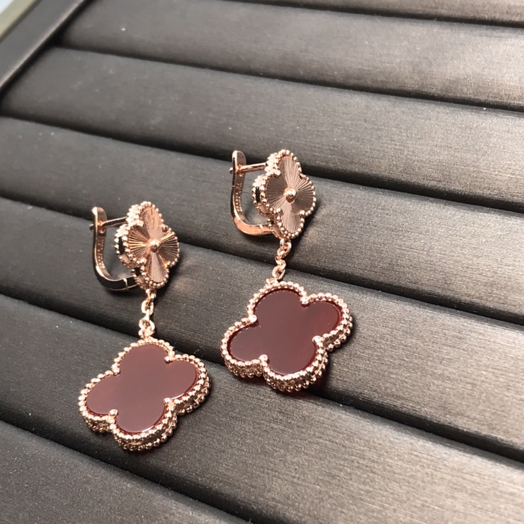 Bông Tai Hình Cỏ Bốn Lá Mạ Vàng Hồng 18K 2022