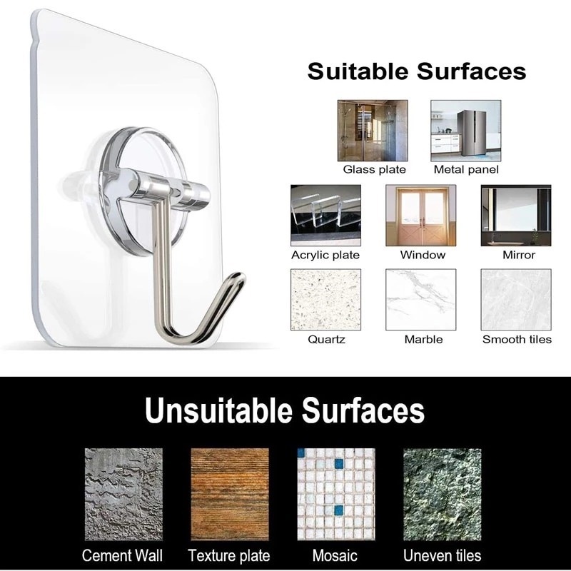 Móc Treo Chìa Khóa Dán Tường Bằng Nhựa Trong Suốt 6*6Cm