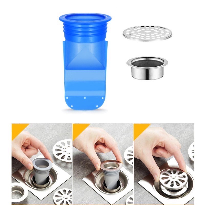 Bộ Ngăn mùi thoát sàn, ngăn trào ngược nhà tắm, côn trùng xâm nhập bằng Silicone cao cấp 88146 siêu thị 24/7