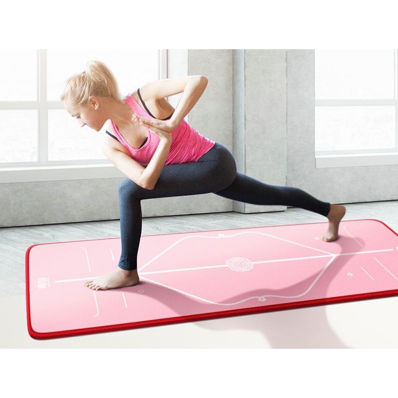 Thảm tập Yoga định tuyến chất NBR dày 10mm độ bám dính chắc, chống trơn trượt - Tặng kèm túi đựng