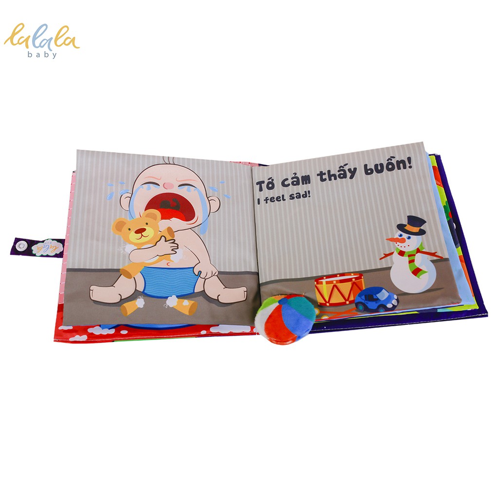 Sách vải Lalala Baby song ngữ đa tương tác Bé cảm thấy thế nào? - How do you feel? kích thước 18x18cm 12 trang