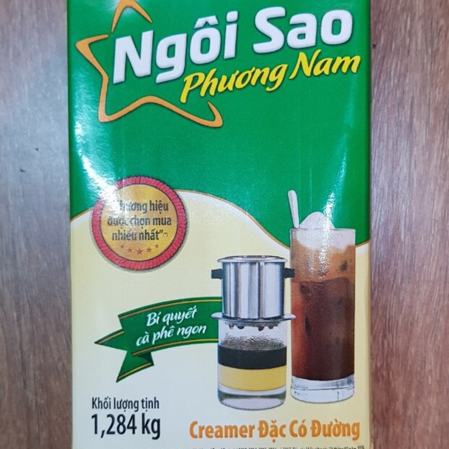 Sữa đặc có đường Ngôi sao Phương Nam xanh lá hộp loại 1284g.