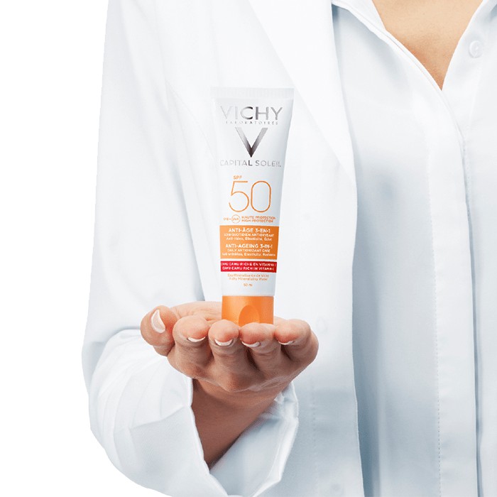 Kem chống nắng chống lão hóa Vichy Ideal Soleil Anti-Angeing 3in1 SPF50+ (Bill ảnh phải)