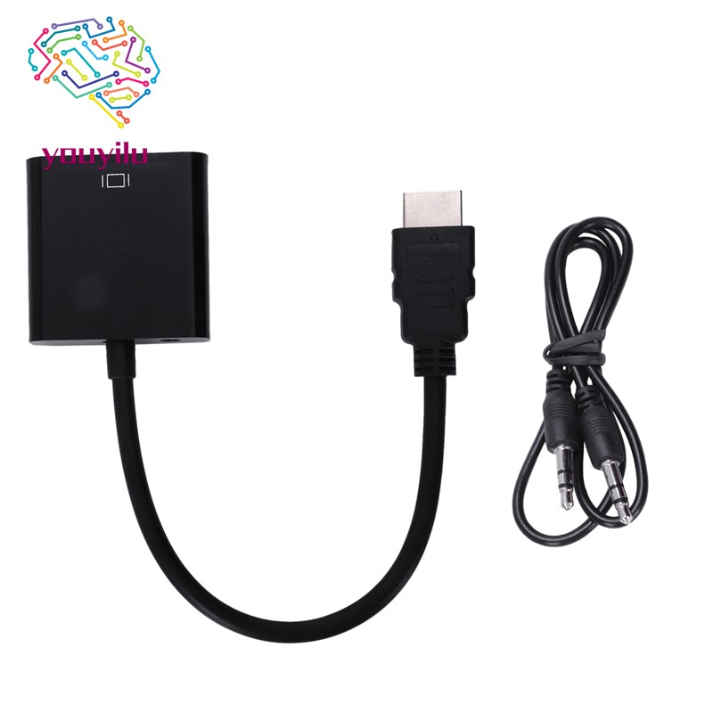 HDMI to VGA converter adapter + 3.5 mm audio jack full HD 1080P black