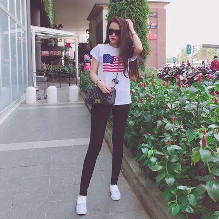 Áo Thun Nữ Màu Trắng In Hình Cờ Mỹ USA Local Brand DLX Form Basic Áo Phông Nữ Đẹp Thun 35% Cotton