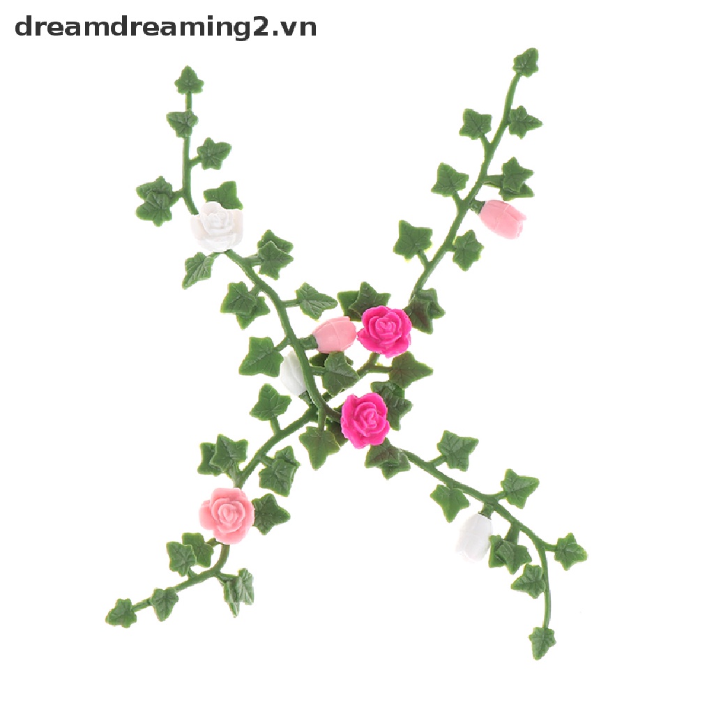 2 Dây leo hoa hồng thu nhỏ tỉ lệ 1: 2 trang trí nhà búp bê