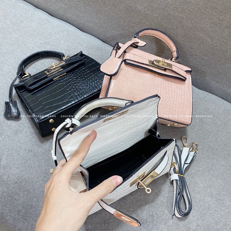 Túi đeo chéo dáng kelly da rắn size18 (3 màu) | BigBuy360 - bigbuy360.vn