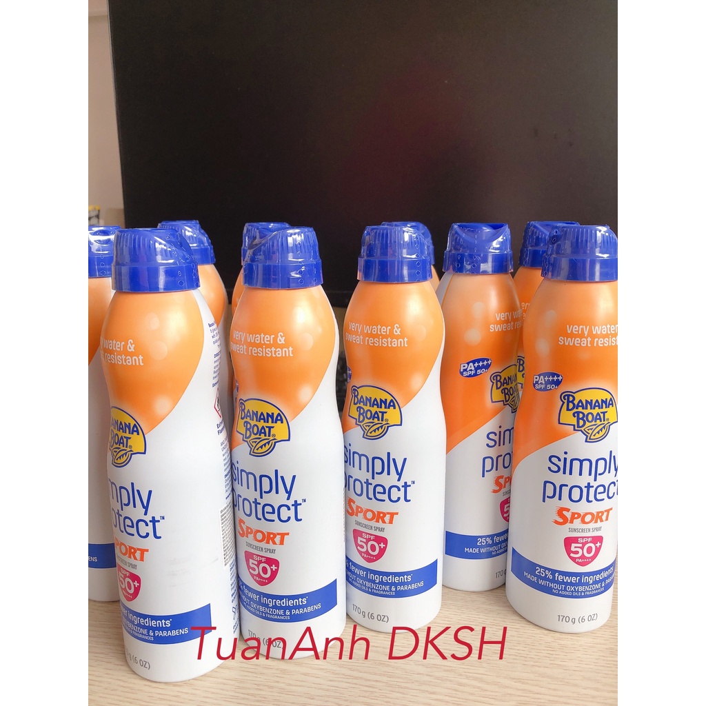 [USA] Xịt chống nắng Simply protect Sport SPF50 PA++++ 90ml Banana Boat date 4/2024