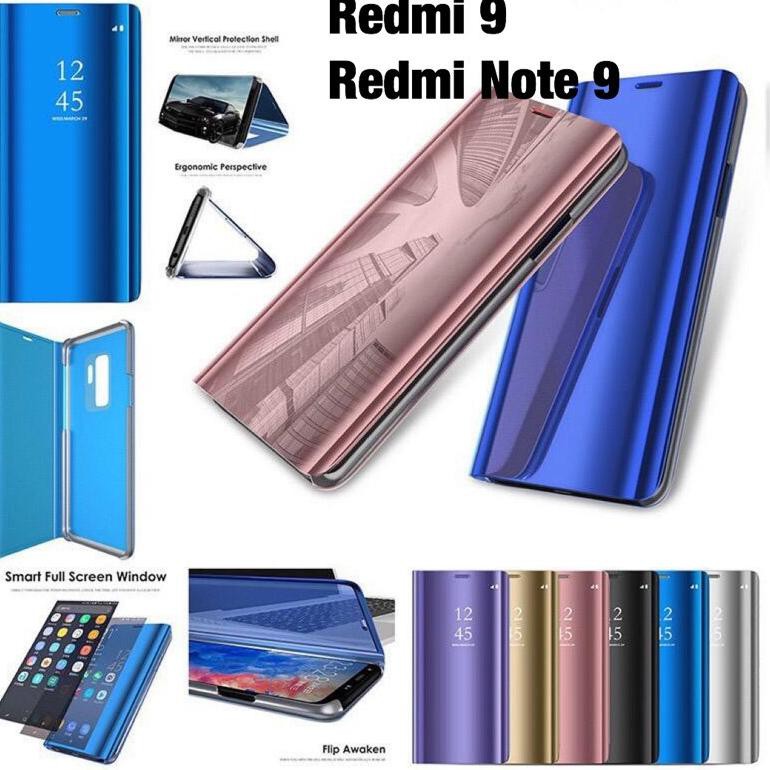 Bao Da Điện Thoại Nắp Lật Tráng Gương Cho Xiaomi Redmi 9 / Redmi Note 9 Sview Autolock