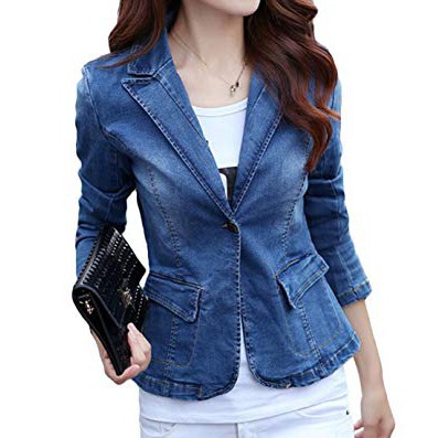 _Giảm giá sốc_ [Video Thật] Áo Khoác Nữ Giả Vest Jean Phong Cách Hiện Đại _SaraHan Fashion