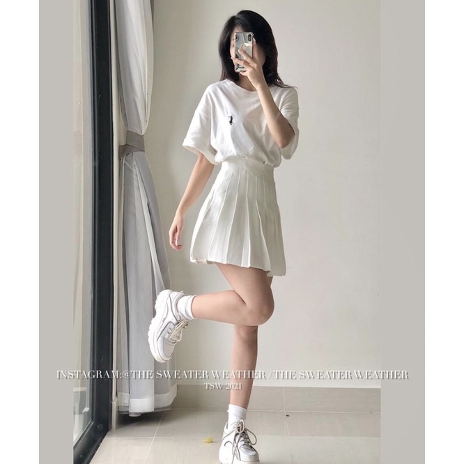 Áo phông thêu hình nhỏ basic oversize, áo phông tay lỡ thêu hình ngựa