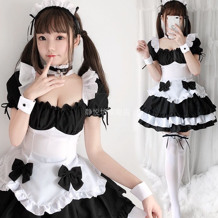Váy maid cosplay đáng yêu 2 nơ - hóa trang hầu gái Nhật Bản mẫu 2022 | BigBuy360 - bigbuy360.vn
