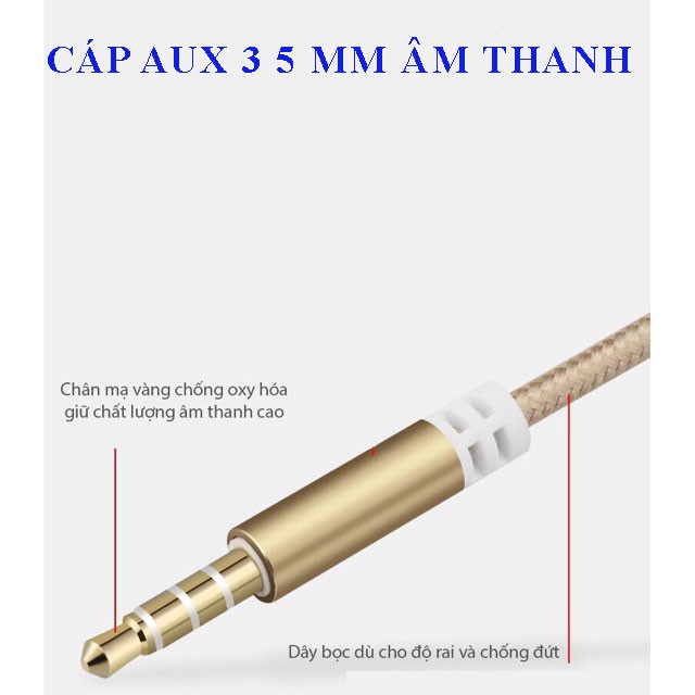 Dây AUX Kết Nối Loa 2 đầu 3.5mm, Jack dành cho audio kết nối âm thanh laptop, điện thoại, amply chân tròn 3 5 mm