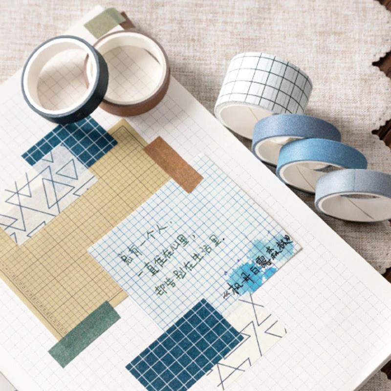 Hộp 10 Cuộn Washi Tape Basic DIY Trang Trí Bullet Journal Nhật Ký Sổ Lưu Niệm