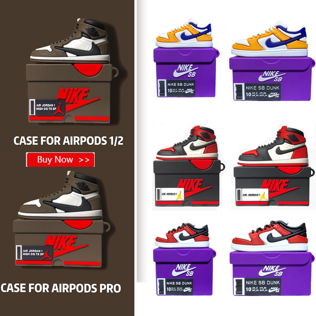 Vỏ Bảo Vệ Hộp Sạc Tai Nghe Airpods 1 2 3 Pro 3 Bằng Silicon Mềm Hình Giày Nike Jordan Chống Rơi