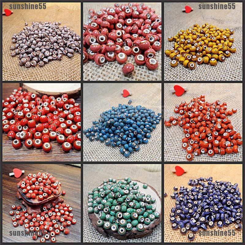 50 Hạt Xỏ Lỗ Bằng Gốm Sứ Kích Thước 6mm Dùng Làm Trang Sức DIY