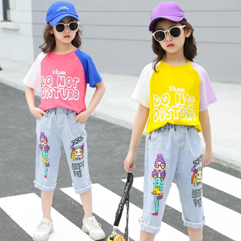 Set áo sơ mi + quần jeans cho bé gái
