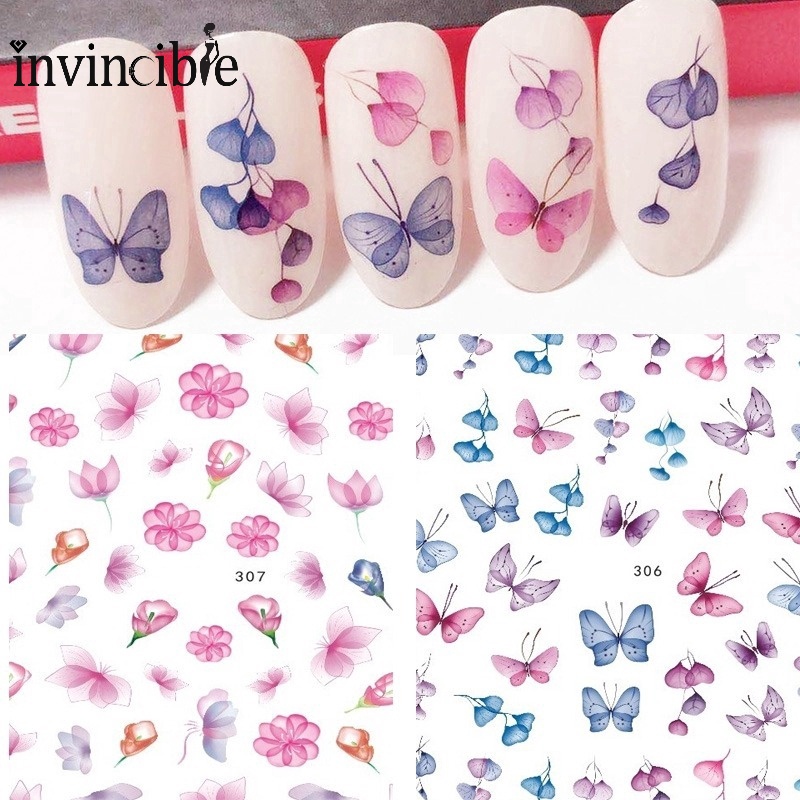 Miếng Dán Họa Tiết Bướm Và Hoa Trang Trí Móng Tay Nghệ Thuật