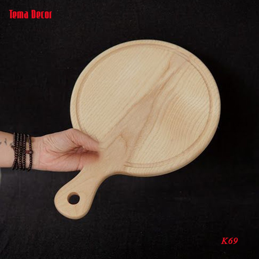 Thớt gỗ decor Tema - Thớt gỗ tần bì tròn có tay cầm siêu xinh