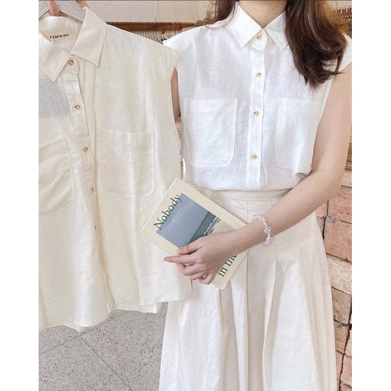 Áo sơ mi cách điệu linen cá tính