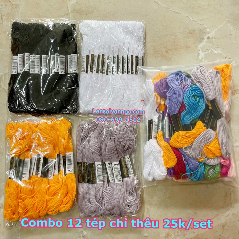 Combo 12 tép chỉ thêu