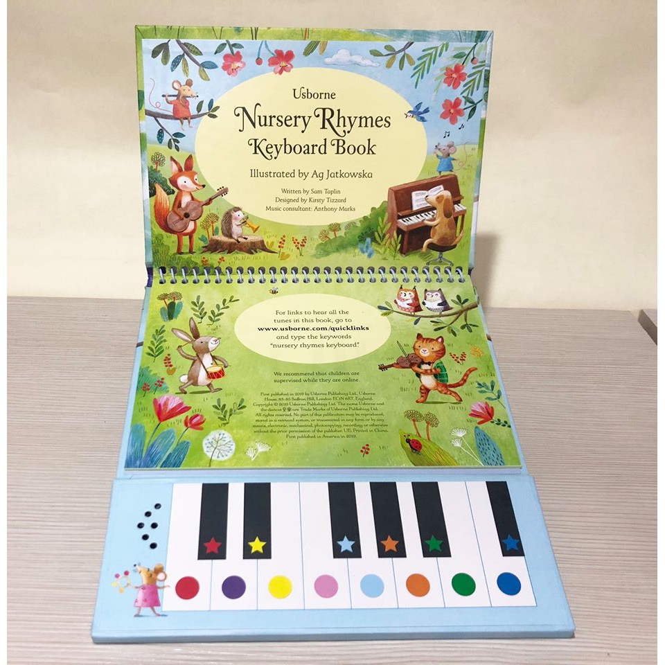 Sách Usborne - My first keyboard book Nursery Rhymes Keyboard Book cho bé tập đàn bằng màu sắc