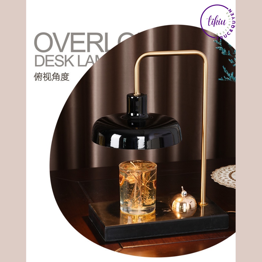Đèn Đốt Nến Thơm Phong Cách Châu Âu TIKIU Sang Trọng ĐẾ ĐÁ ĐEN CAO CẤP, Phụ kiện nến thơm Yankee, Bath & Body Works 2022