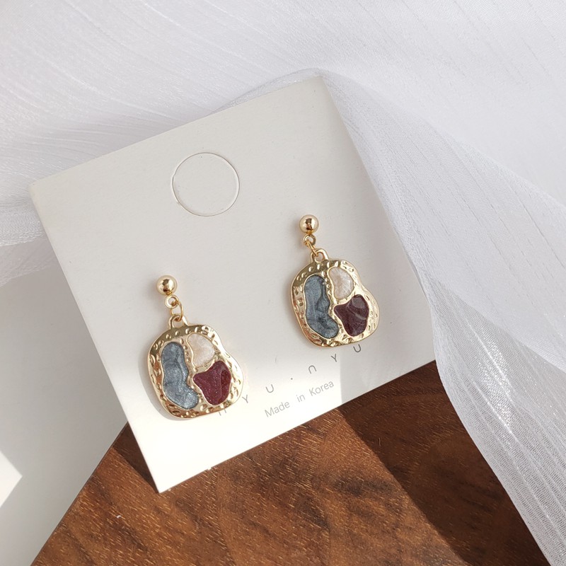 Khuyên tai kẹp không bấm lỗ chốt điều chỉnh K013 bằng hợp kim mạ vàng hình khối dáng midi Leous Accessories