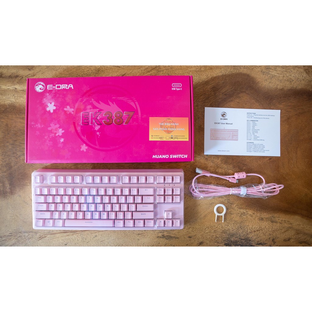 Bàn phím cơ E-Dra EK387 Dream Pink (Huano switch Bản 2021) - Bảo hành 24 tháng