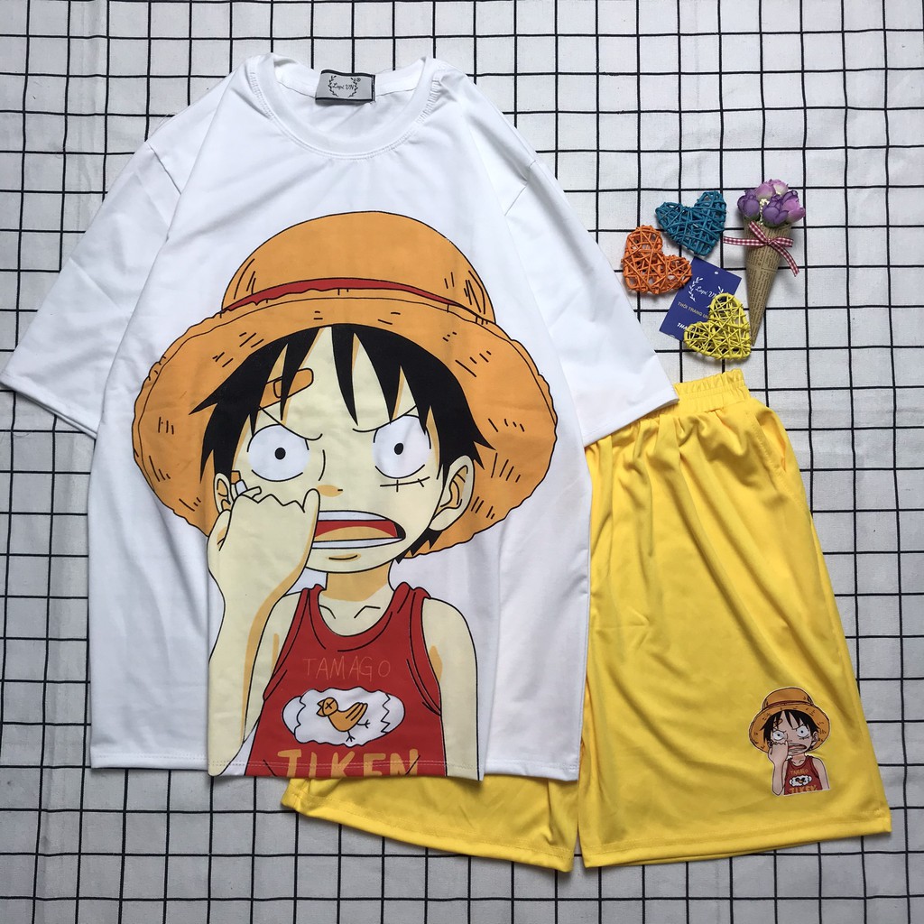 Đồ Bộ Hoạt Hình Uniex Tay Lỡ Luffy Lapi VN, Đồ Bộ Cartoon, Freesize, Thun Cotton, Nam Nữ Đều Mặc Được