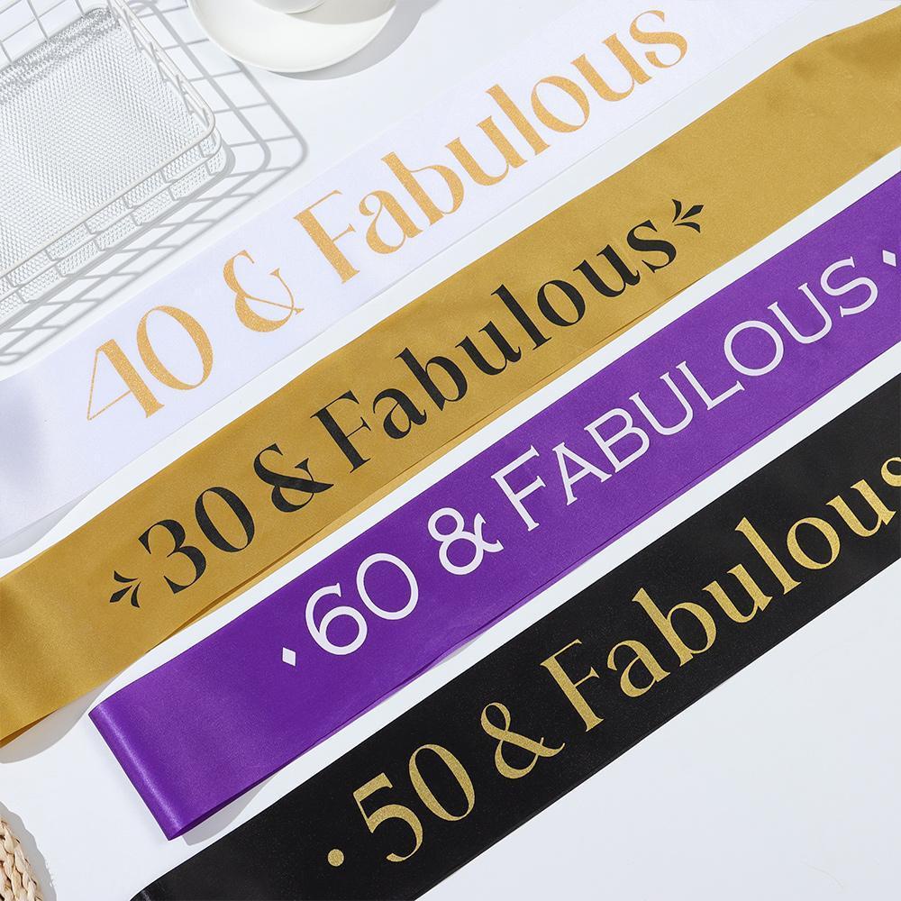 Băng Đeo Vai Vải Satin Lấp Lánh Làm Đồ Thủ Công Sinh Nhật 30th 40th 50th 60th 30 &amp; Fabulous