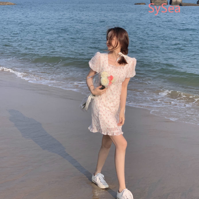 Đầm Chiffon Ngắn Tay In Hoa Thời Trang Mùa Hè Cho Nữ