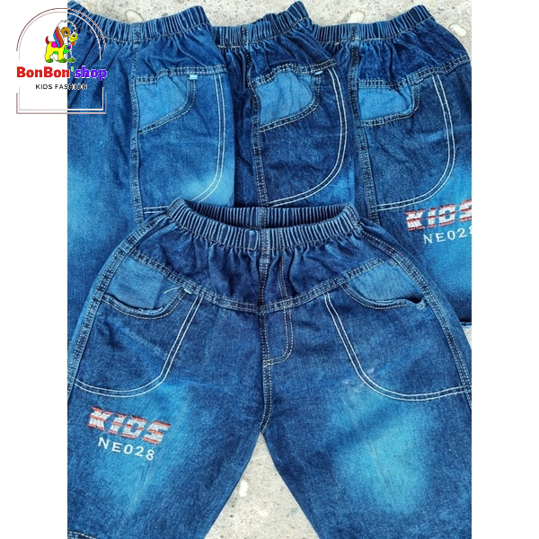 quần short jean lưng chun cho bé trai fom rộng